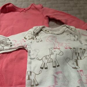 Carter's White + Pink Baby Onesies set (2) Zebra Print+ solid, newborn